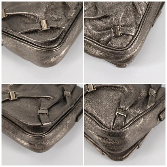 Salvatore Ferragamo Vala Shoulder Bag Leather Silver Auth - Picture 16 of 16